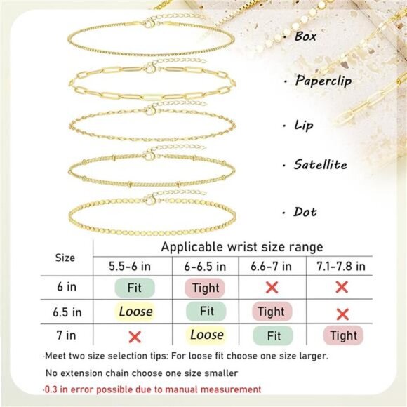 Gold Bracelets for Women, Trendy Adjustable 14K Gold Plated Stackable Link - Picture 2 of 7